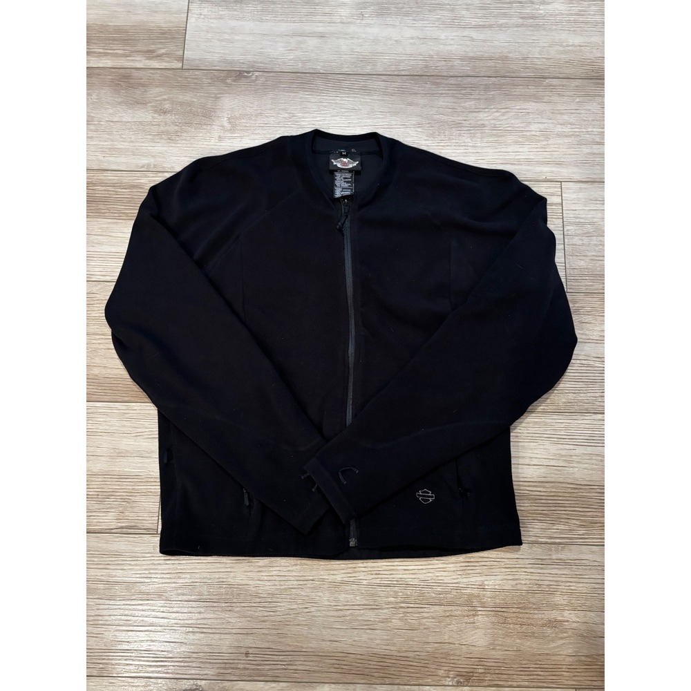 Harley Davidson Mens Black Fleece Full Zip Jacket Liner Embroidered Logo Medium